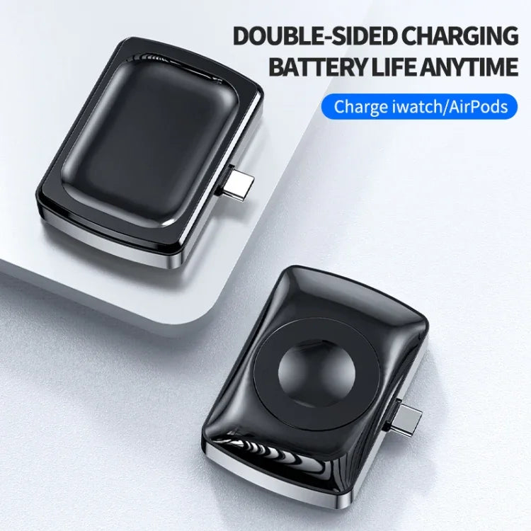 Carregador Sem Fios Duplo para Auriculares e Relógio com Interface Tipo-C JJT-997 para AirPods & iWatch