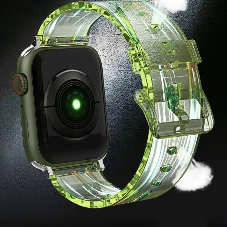 Pulseira de Silicone Transparente e Colorida para Apple Watch Series, 7 45mm / 6 & SE & 5 & 4 44mm / 3 & 2 & 1 42mm, 7 41mm / 6 & SE & 5 & 4 40mm / 3 & 2 & 1 38mm