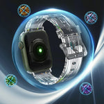 Pulseira de Silicone Transparente e Colorida para Apple Watch Series, 7 45mm / 6 & SE & 5 & 4 44mm / 3 & 2 & 1 42mm, 7 41mm / 6 & SE & 5 & 4 40mm / 3 & 2 & 1 38mm