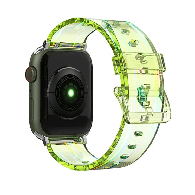 Pulseira de Silicone Transparente e Colorida para Apple Watch Series, 7 45mm / 6 & SE & 5 & 4 44mm / 3 & 2 & 1 42mm, 7 41mm / 6 & SE & 5 & 4 40mm / 3 & 2 & 1 38mm
