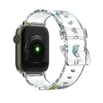 Pulseira de Silicone Transparente e Colorida para Apple Watch Series, 7 45mm / 6 & SE & 5 & 4 44mm / 3 & 2 & 1 42mm, 7 41mm / 6 & SE & 5 & 4 40mm / 3 & 2 & 1 38mm