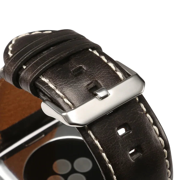 Bracelete de Relógio em Pele de Vaca Retro com Cera de Óleo, Para Apple Watch Série, Para Apple Watch Série 5