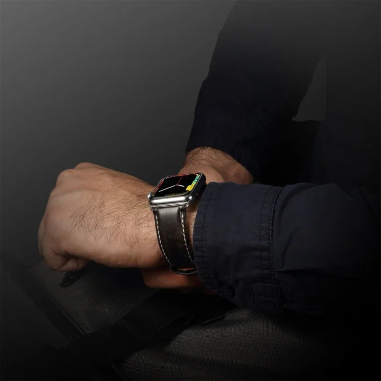 Bracelete de Relógio em Pele de Vaca Retro com Cera de Óleo, Para Apple Watch Série, Para Apple Watch Série 5