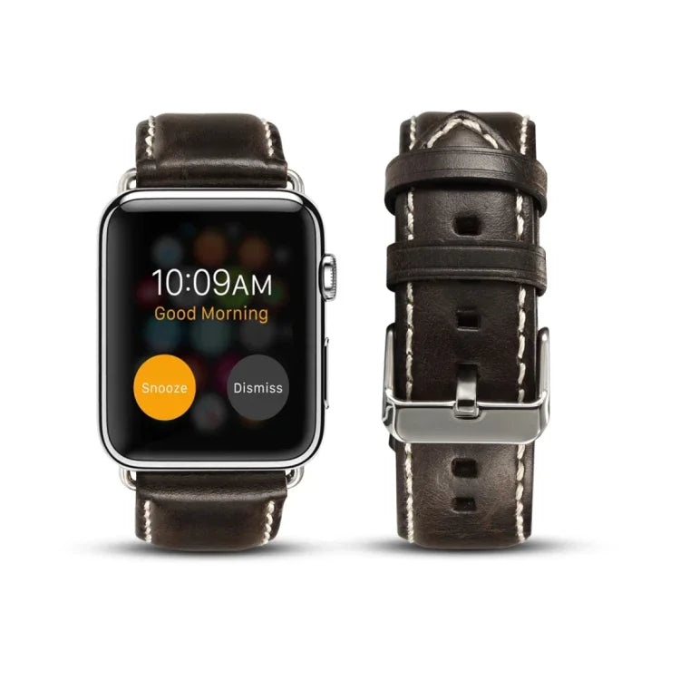 Bracelete de Relógio em Pele de Vaca Retro com Cera de Óleo, Para Apple Watch Série, Para Apple Watch Série 5