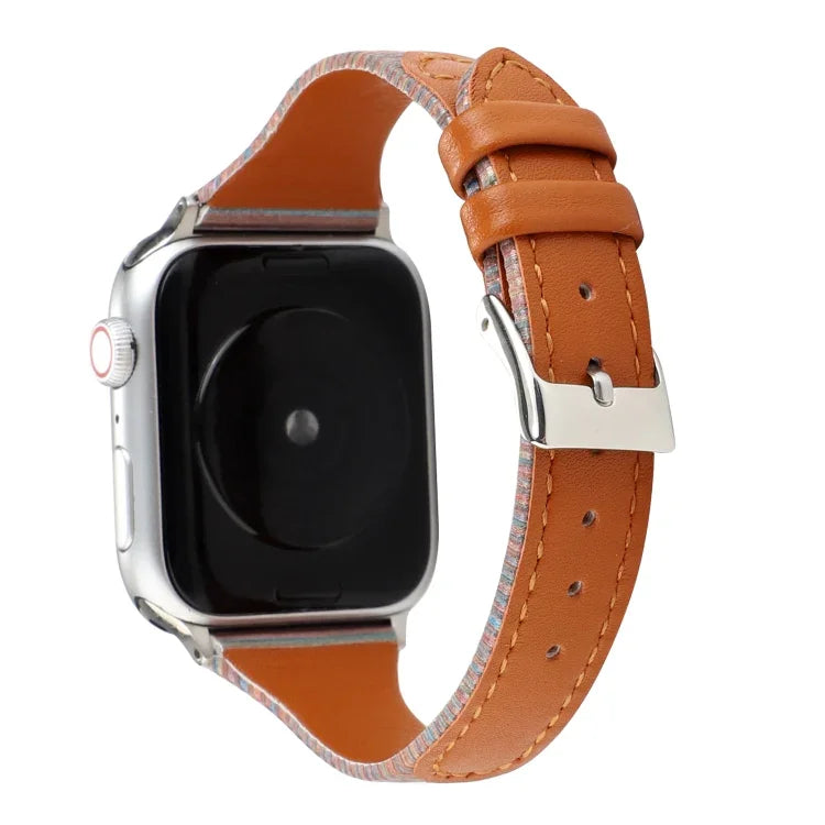 Bracelete de Relógio em Pele Genuína com Risca de Costura, Para Apple Watch Série, Para Apple Watch Série 5