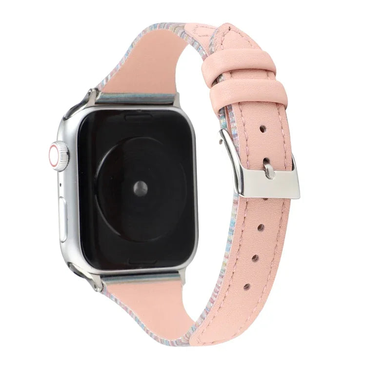 Bracelete de Relógio em Pele Genuína com Risca de Costura, Para Apple Watch Série, Para Apple Watch Série 5