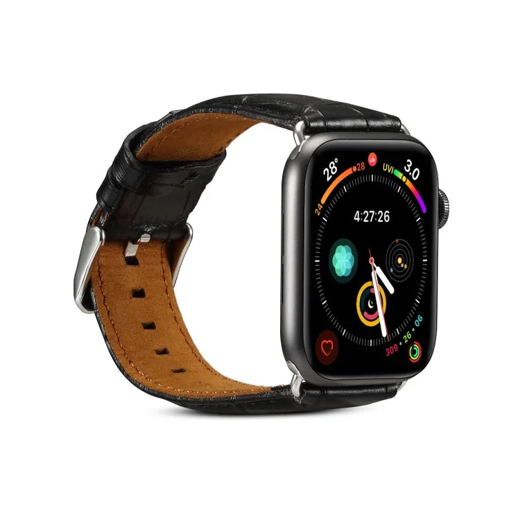 Correia de Relógio em Pele de Vaca com Textura de Crocodilo, Para Apple Watch Series, Para Apple Watch Series 5