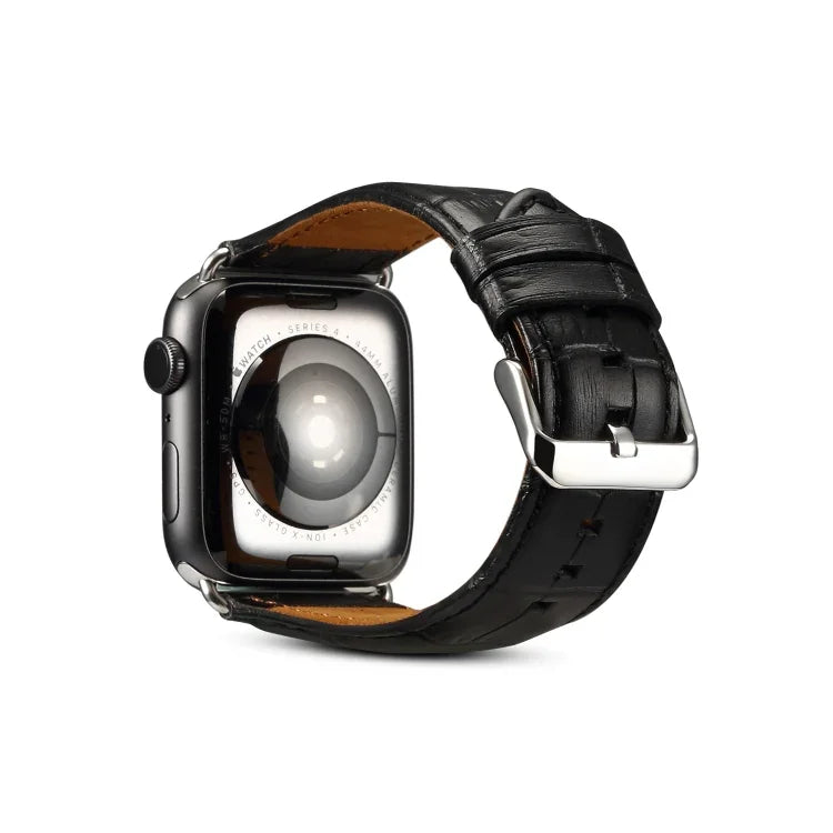 Correia de Relógio em Pele de Vaca com Textura de Crocodilo, Para Apple Watch Series, Para Apple Watch Series 5
