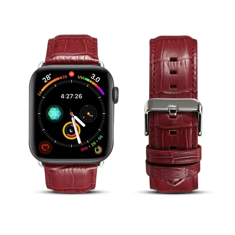 Correia de Relógio em Pele de Vaca com Textura de Crocodilo, Para Apple Watch Series, Para Apple Watch Series 5