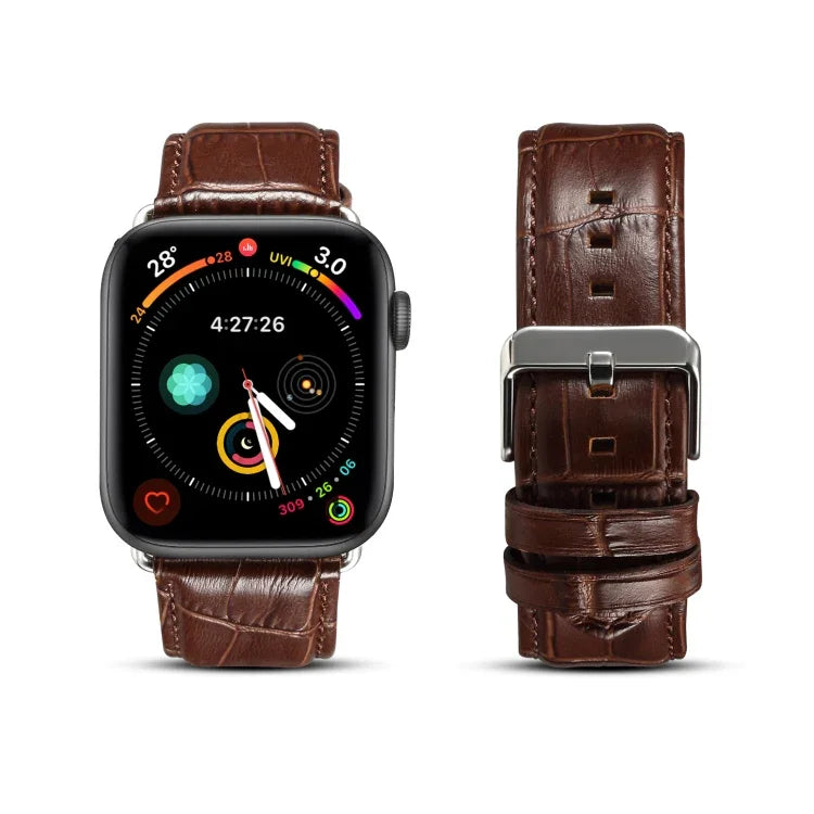 Correia de Relógio em Pele de Vaca com Textura de Crocodilo, Para Apple Watch Series, Para Apple Watch Series 5
