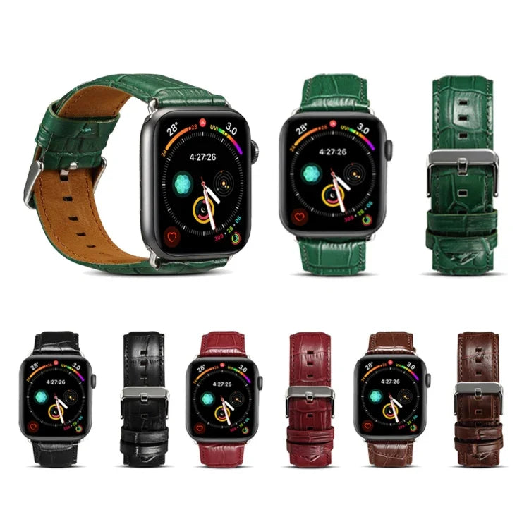 Correia de Relógio em Pele de Vaca com Textura de Crocodilo, Para Apple Watch Series, Para Apple Watch Series 5
