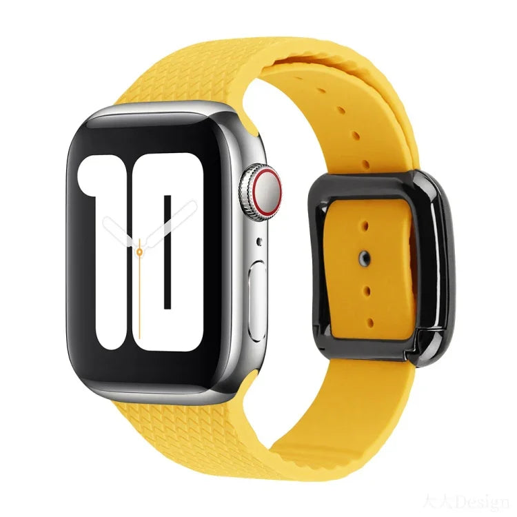 Black Buckle Silicone Watchband For Apple Watch Series, 7 45mm / 6&SE&5&4 44mm / 3&2&1 42mm