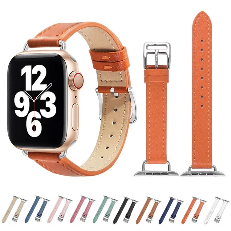 Pulseira de Couro de Vaca 14mm para Apple Watch Series, 7 41mm/6&SE&5&4 40mm/3&2&1 38mm, 7 45mm/6&SE&5&4 44mm/3&2&1 42mm
