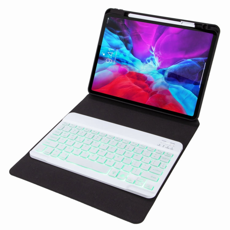 H-102S Capa de Couro com Teclado Bluetooth Retroiluminado Monocromático com Suporte Traseiro Trifold, Para iPad 10.2 2020 & 2019 / Pro 10.5 polegadas, Para iPad 9.7 2018 & 2017, Para iPad Pro 11 polegadas 2021 & 2020 & 2018 / Air 2020 10.9