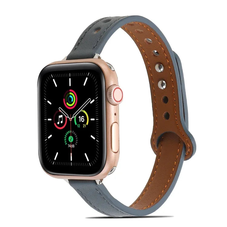 Pulseira de Couro com Dois Rebites para Apple Watch Series, 7 41mm / 6&SE&5&4 40mm / 3&2&1 38mm, 7 45mm / 6&SE&5&4 44mm / 3&2&1 42mm