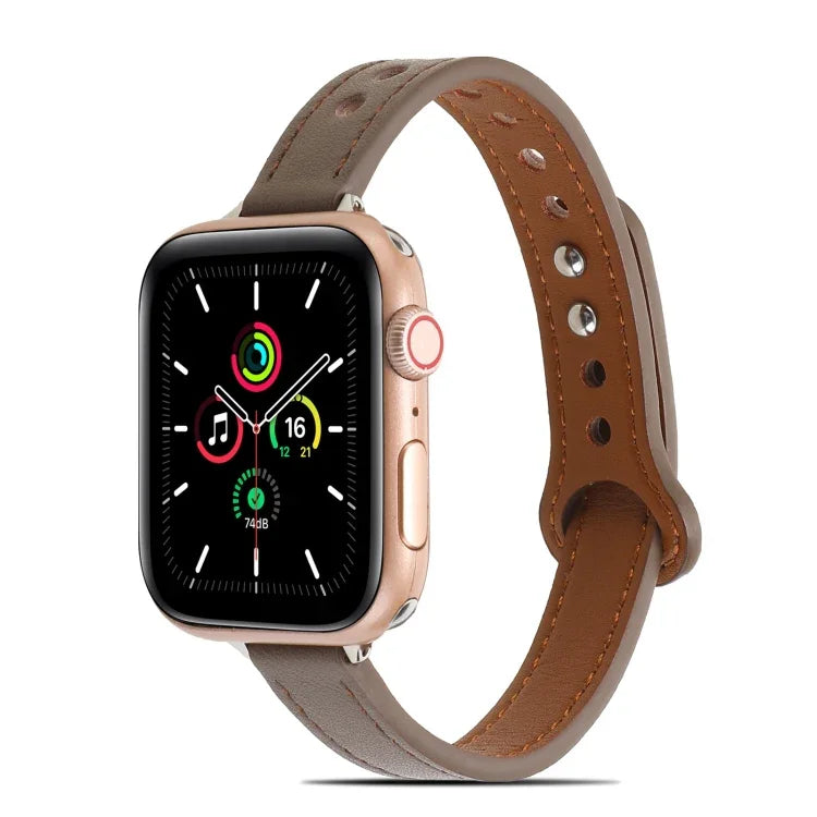 Pulseira de Couro com Dois Rebites para Apple Watch Series, 7 41mm / 6&SE&5&4 40mm / 3&2&1 38mm, 7 45mm / 6&SE&5&4 44mm / 3&2&1 42mm