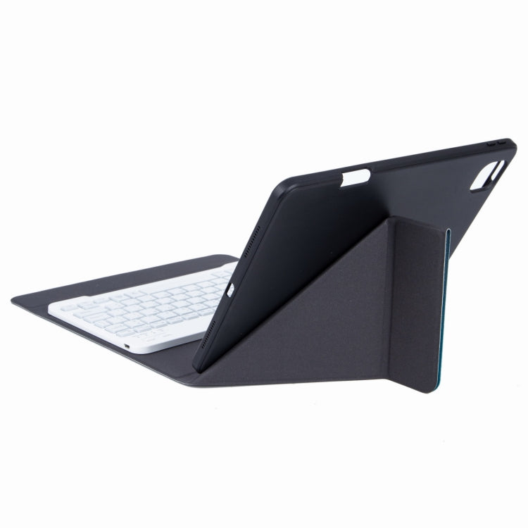 H-102S3 Teclado Bluetooth com Retroiluminação Tricolor e Capa de Couro com Suporte Traseiro Dobrável, Para iPad 10.2 2020 & 2019 / Pro 10.5 polegadas, Para iPad 9.7 2018 & 2017, Para iPad Pro 11 polegadas 2021 & 2020 & 2018 / Air 2020 10.9
