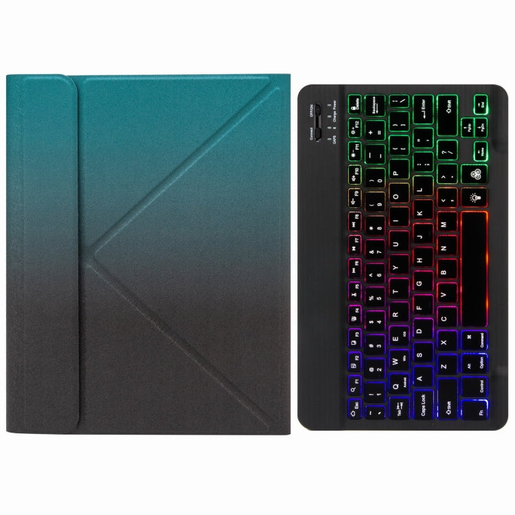 H-102S3 Teclado Bluetooth com Retroiluminação Tricolor e Capa de Couro com Suporte Traseiro Dobrável, Para iPad 10.2 2020 & 2019 / Pro 10.5 polegadas, Para iPad 9.7 2018 & 2017, Para iPad Pro 11 polegadas 2021 & 2020 & 2018 / Air 2020 10.9