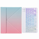 H-102S3 Teclado Bluetooth com Retroiluminação Tricolor e Capa de Couro com Suporte Traseiro Dobrável, Para iPad 10.2 2020 & 2019 / Pro 10.5 polegadas, Para iPad 9.7 2018 & 2017, Para iPad Pro 11 polegadas 2021 & 2020 & 2018 / Air 2020 10.9