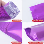 100 PCS/Conjunto Saco Stand-up Fosco em Alumínio para Snacks, 14x20+4cm, 15x22+4cm, 16x24+4cm, 18x26+4cm