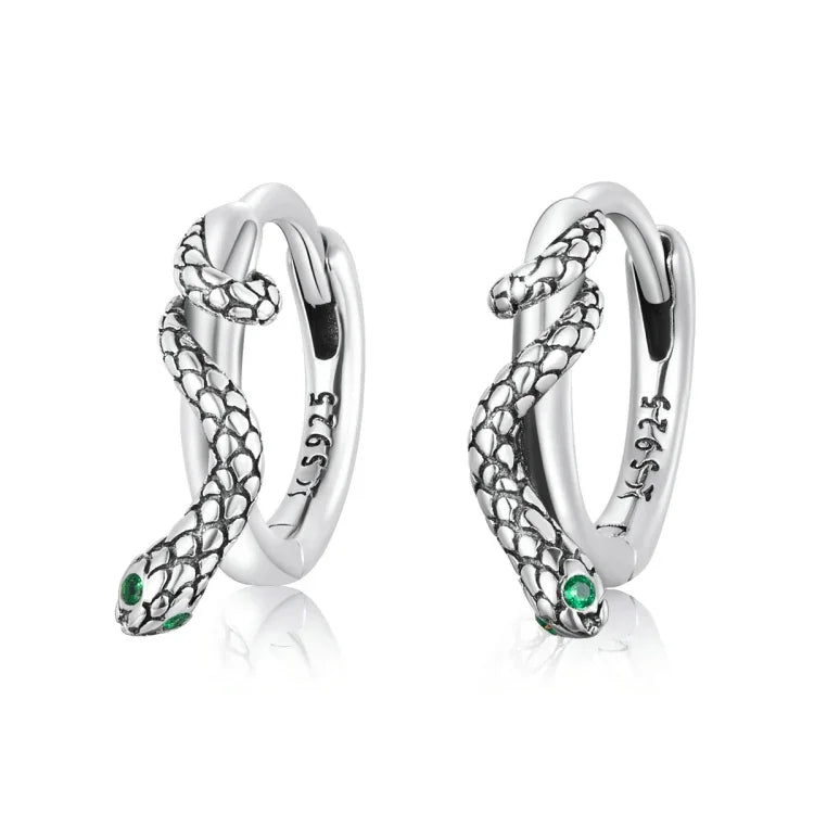 Brincos de Prata Esterlina S925 com Fecho de Cobra para Mulheres, Fecho de Cobra