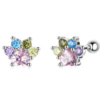 Brincos de Prata Esterlina S925 com Garras Bonitas e Zircão Colorido para Mulheres, Garras Bonitas com Zircão Colorido