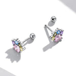 Brincos de Prata Esterlina S925 com Garras Bonitas e Zircão Colorido para Mulheres, Garras Bonitas com Zircão Colorido