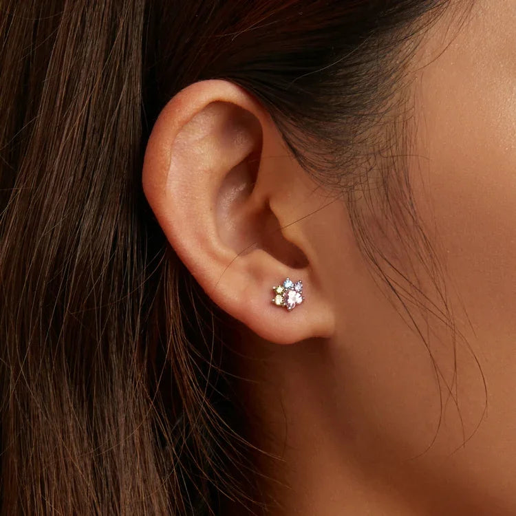 Brincos de Prata Esterlina S925 com Garras Bonitas e Zircão Colorido para Mulheres, Garras Bonitas com Zircão Colorido