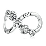 Acessórios DIY para Pulseira e Colar com Contas de Flores Infinitas em Prata Esterlina S925, Flores Infinitas