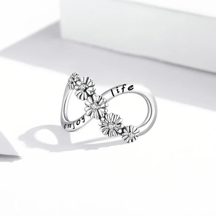 Acessórios DIY para Pulseira e Colar com Contas de Flores Infinitas em Prata Esterlina S925, Flores Infinitas