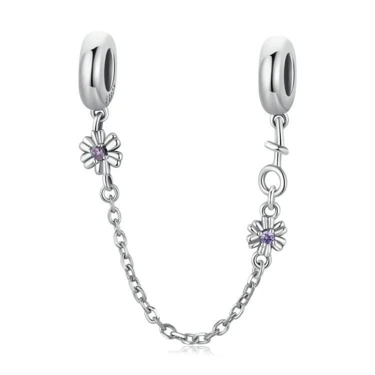 Acessórios DIY para Pulseira e Colar com Corrente de Segurança e Flor Retro em Prata Esterlina S925, Flor Retro