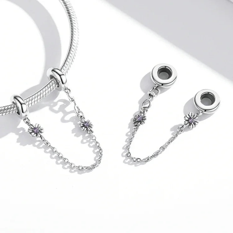 Acessórios DIY para Pulseira e Colar com Corrente de Segurança e Flor Retro em Prata Esterlina S925, Flor Retro
