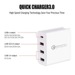 Carregador de Viagem A3 PD 18W USB-C / Type-C + QC3.0 USB + Interface USB Dupla, Ficha EUA, Ficha UE, Ficha UK