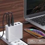 Carregador de Viagem A3 PD 18W USB-C / Type-C + QC3.0 USB + Interface USB Dupla, Ficha EUA, Ficha UE, Ficha UK