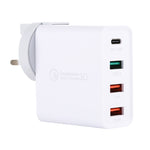 Carregador de Viagem A3 PD 18W USB-C / Type-C + QC3.0 USB + Interface USB Dupla, Ficha EUA, Ficha UE, Ficha UK