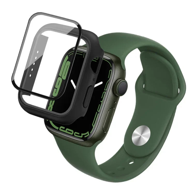 Capa imak em PC com Filme de Vidro Temperado, Para Apple Watch Series 9 / 8 / 7 41mm, Para Apple Watch Series 9 / 8 / 7 45mm