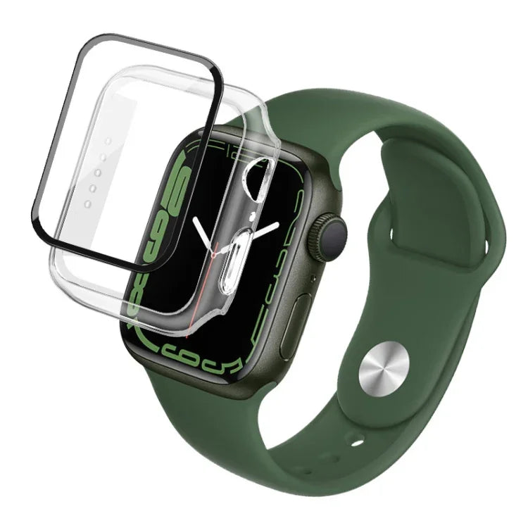 Capa imak em PC com Filme de Vidro Temperado, Para Apple Watch Series 9 / 8 / 7 41mm, Para Apple Watch Series 9 / 8 / 7 45mm