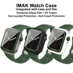 Capa imak em PC com Filme de Vidro Temperado, Para Apple Watch Series 9 / 8 / 7 41mm, Para Apple Watch Series 9 / 8 / 7 45mm