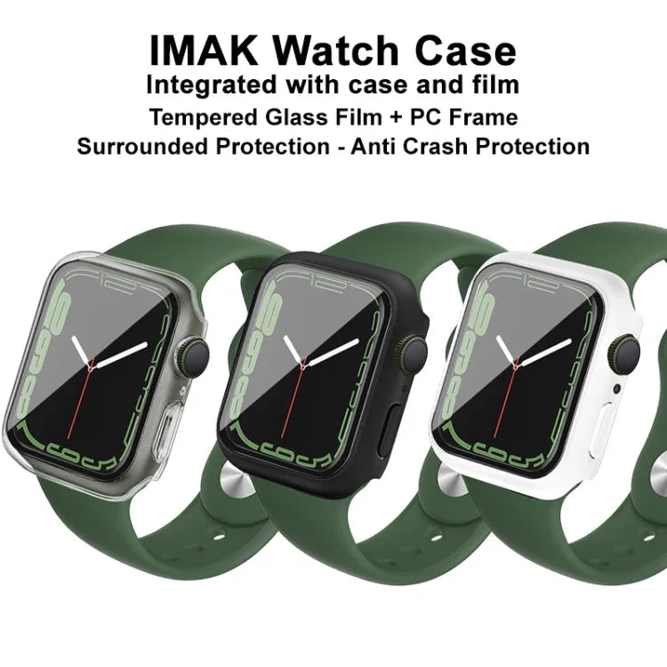 Capa imak em PC com Filme de Vidro Temperado, Para Apple Watch Series 9 / 8 / 7 41mm, Para Apple Watch Series 9 / 8 / 7 45mm
