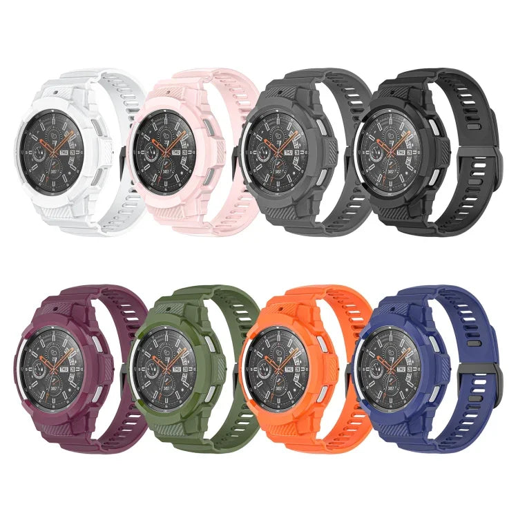 Correia de Relógio Integrada em Silicone Desportivo de Fibra de Carbono, Para Samsung Galaxy Watch4 Classic 42mm