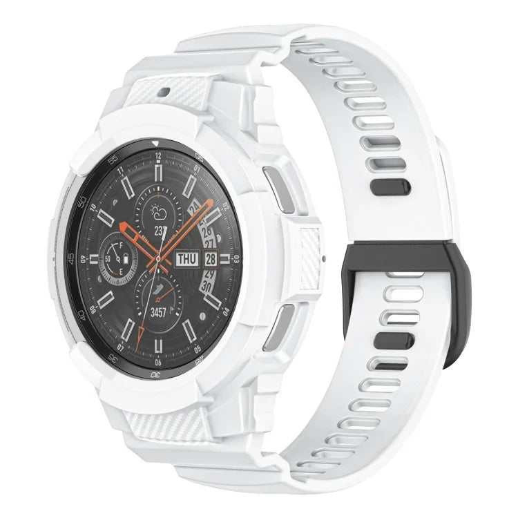 Correia de Relógio Integrada em Silicone Desportivo de Fibra de Carbono, Para Samsung Galaxy Watch4 Classic 42mm