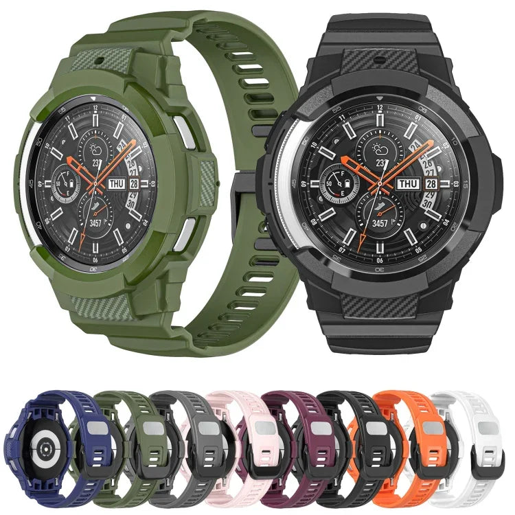 Correia de Relógio Integrada em Silicone Desportivo de Fibra de Carbono, Para Samsung Galaxy Watch4 Classic 42mm