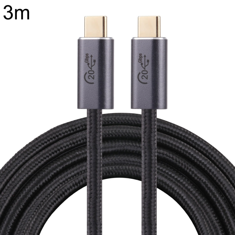 Cabo de dados trançado USB 3.2 USB-C / Tipo-C macho para USB-C / Tipo-C macho de 20Gbps, 0,5m, 1m, 1,5m, 2m, 3m