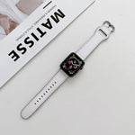 Oval Buckle Genuine Leather Strap For Apple Watch Series, 7 41mm / 6&SE&5&4 40mm / 3&2&1 38mm, 7 45mm / 6&SE&5&4 44mm / 3&2&1 42mm