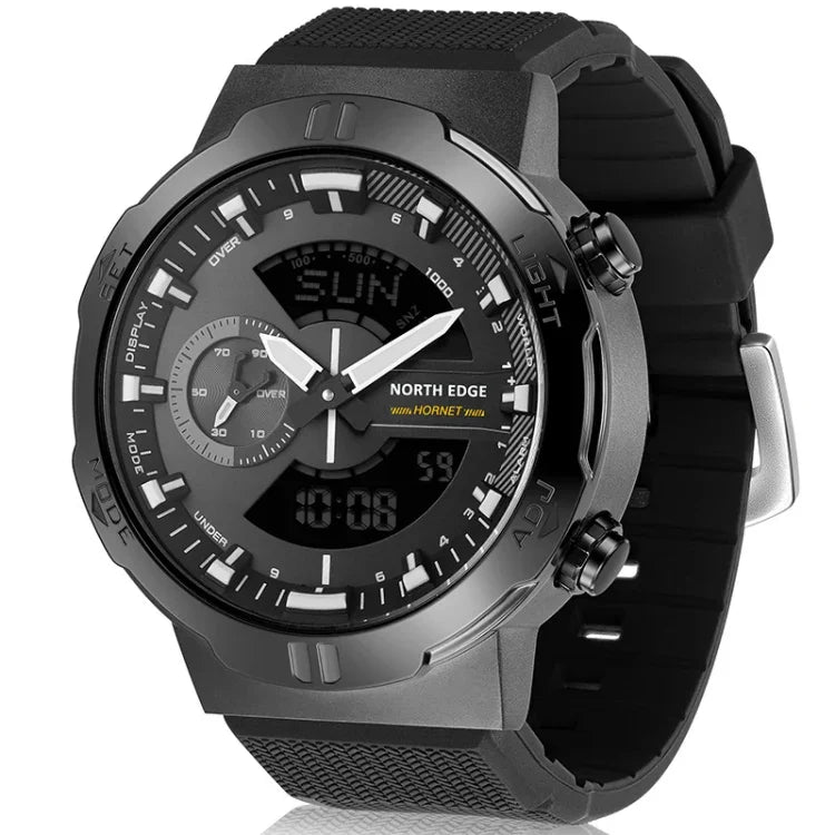 Relógio Desportivo Luminoso Masculino NORTH EDGE HORNET Relógio Digital Duplo com Alarme e Temporizador, HORNET