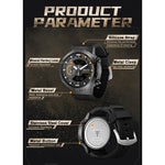 Relógio Desportivo Luminoso Masculino NORTH EDGE HORNET Relógio Digital Duplo com Alarme e Temporizador, HORNET