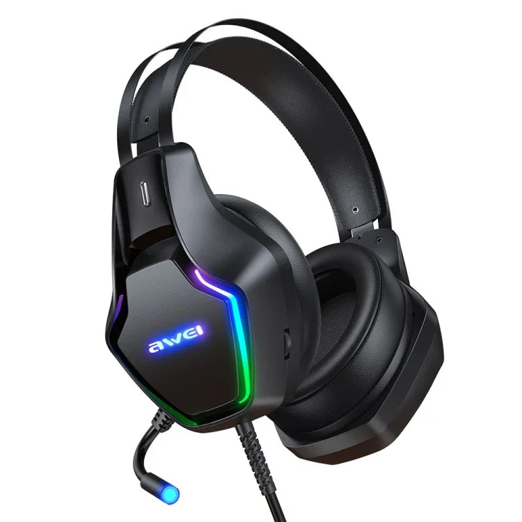 awei GM-1 Auscultadores Gaming com Luz Ambiente, USB + 3,5mm e Microfone, GM-1