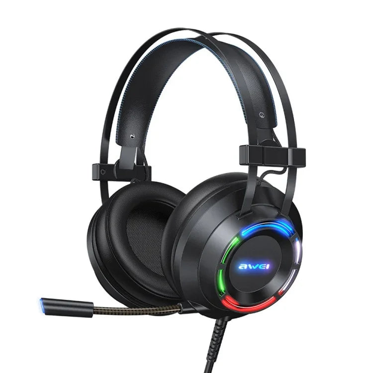 awei GM-2 Auscultadores Gaming com Fio, Luz Ambiente, USB + 3,5mm e Microfone, GM-2