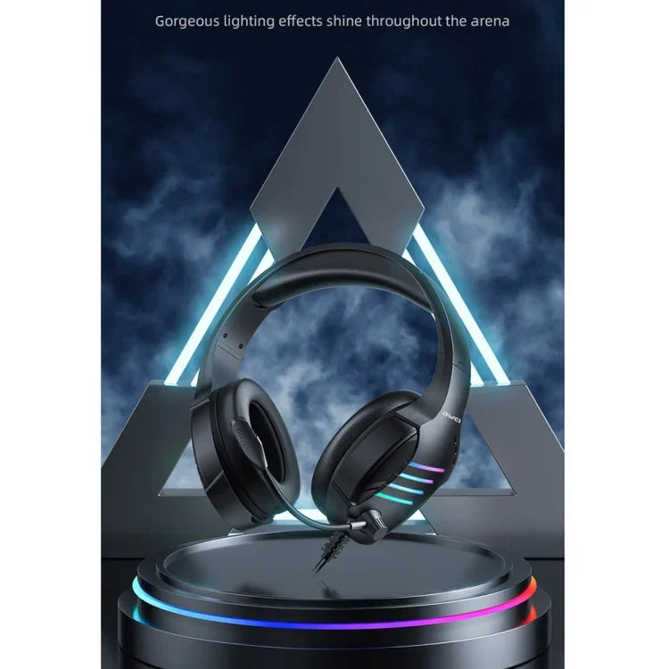 awei GM-5 Auscultadores Gaming com Fio, Luz Ambiente, USB + 3,5mm e Microfone, GM-5