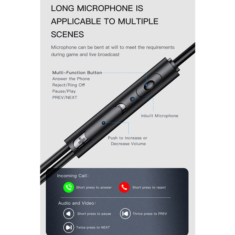 awei ES-180i Auricular com fio intra-auricular para e-sports com microfone, ES-180i